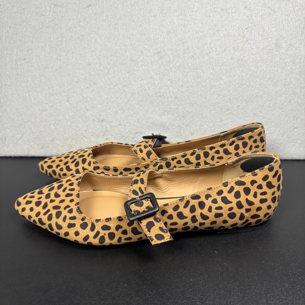 Journee Collection Karissa Leopard Print Mary Jane Flats Shoes Size 39.5/9.5